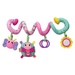 Infantino Stretch & Spiral Activity Toy - Textured Play Activity Toy for Sensory Exploration and Engagement, Ages 0 and Up, Pink Farm, 1 Count (Pack of 1)