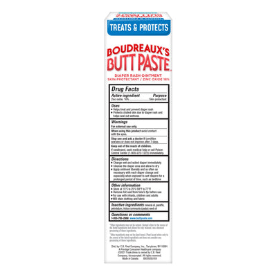 Boudreaux's Butt Paste for Sensitive Skin Diaper Rash Cream, Ointment for Baby, 4 oz Tube, 2 Pack