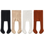 CECORC Baby Tights – Thick Toddlers Girl Leggings–Seamless Cable Knit Cotton Stockings – Infants Pantyhose 4 Pack, 0-6 Months, White+Black+Redbrown+Beige