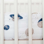 Little Unicorn Premium Crib Sheet | Breathable & Super-Soft Muslin Fabric (Planetary)