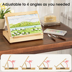 LUCYCAZ Art Easel for Painting, Tabletop Painting Easel Set for Kids, Pine-Wood Portable Easel Stand for Artists with Canvas, Acrylic Paints, Brushes, Palette and Palette Knives for Adults Beginners