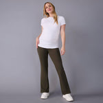 Motherhood Maternity Women's Full Length Roll Over Waist Lightweight Lounge Flare Pregnancy Yoga Pants, Deep Depths, Small