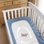 Momcozy Muslin Standard Fitted Crib Sheets, 52"x28", 2 Pack Soft Breathable Natural Cotton Baby Mattress Sheet, 360° Mattress Wrapping No Slip Boys Girls Neutral Toddler Bed Sheet, Blue Star Moon