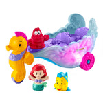 Fisher-Price Little People Toddler Toy Disney Princess Ariel's Light-Up Sea Carriage Musical Vehicle for Pretend Play Ages 18+ Months