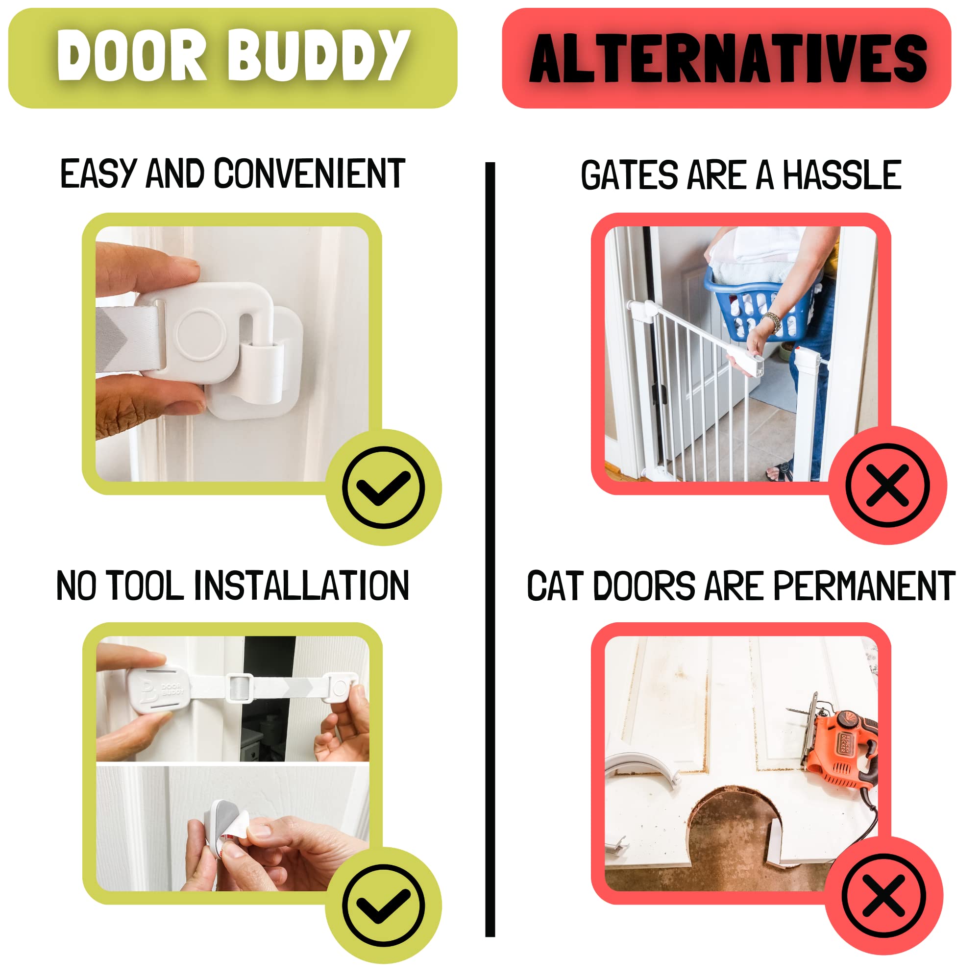 Door Buddy Baby & Cat Door Latch - - Door Locks - Door Buddy - Baby and ...