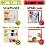 Door Buddy Child Proof Door Lock & Cat Door Stopper. Adjustable Door Strap Latch to Baby Proof Door & Keep Toddler out of Cat Food & Litter Box. Easy Pet & Baby Gate with Cat Door Interior Alternative