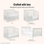 Dream On Me Ashton 4-In-1 Convertible Crib In Grey, Greenguard Gold, JPMA Certified, Non-Toxic Finishes, Features 4 Mattress Height Settings, Made Of Solid Pinewood