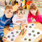 600 Pcs Roll Kids Sticker, 3 Pack in 30 Designs,1-1/2 Inch Self Adhesive Label Cartoon Stickers for Kids Teacher (Cartoon)