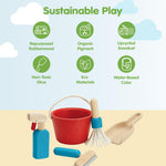 PlanToys® Cleaning Set | Montessori Wooden Housekeeping Play Set for Kids | Includes Broom, Mop, Dustpan, Bucket & Duster | Eco-Friendly Pretend Play Toy for Practical Life Skills & Responsibility