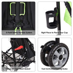 BABY JOY Lightweight & Compact Travel Stroller, Infant to Toddler, Adjustable Backrest & Canopy, Cup Holder, Storage Basket, 5-Point Harness, Easy Fold, Green
