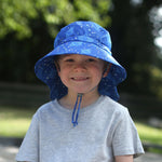 JAN & JUL Boys' Quick Dry Sun-Hat with Neck Flap for Swimming, Beach Hat for Toddlers and Kids (Manta Ray, L: 2-5 Years)