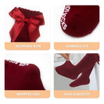 Boonbery Baby Knee High Socks Girl Non Slip Toddler Stockings Cotton Bow Ruffle Newborn Long Socks Infant Dress Sock 0-6M/6-12M/1-3Y