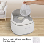 Bebamour Potty Training Toilet 3 in 1 Multi-Functional Potty Seat Detachable Baby Potty Step Stool Anti-Slip Stable Potty Training Toilet with 100 Pack Trash Bags for Baby Toddler Kids(Grey)