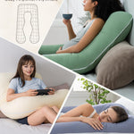 QUEEN ROSE Pregnancy Pillow, U Shaped Full Body Pillows for Sleeping Support, 55 Inch Maternity Pillow for Pregnant Women, Creamy