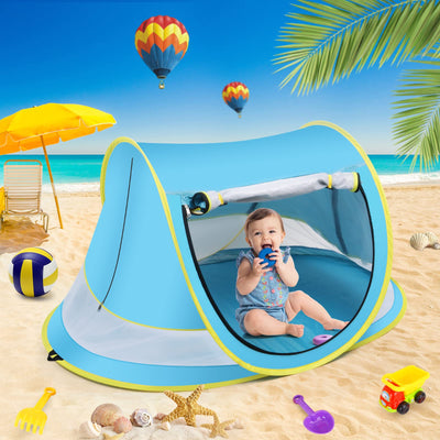 Baby Beach Tent,Large Pop Up Beach Tent Sun Shade for Beach,Portable Baby Travel Tent with Mosquito Net,Indoor Baby Play Tent,UPF 50+ UV Protection Sun Shelter