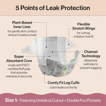 The Honest Company Clean Conscious Diapers for Delicate Skin | Up to 100% Leakproof | Hypoallergenic, Fragrance Free | Winter '25 Limited Edition Prints | Club Box, Size 1 (8-14 lbs), 78 Count