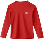 Toddler Boys Swim Shirt Long Sleeve Rash Guard UPF 50+ Sun Protection Shirts for Baby Kids Quick Dry(Red,12-18M)
