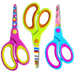 Kids Scissors 3 Pack - 5" Safety Blunt Tip With Comfort Handles, Floral Print Blades and Soft Grip - For School, DIY, Home, Classroom Use, Crafting and Cutting Paper