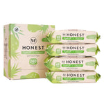 Honest brand plant-based wipes packaging with multiple packages stacked on a white background