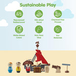 PlanToys® Pirate Ship Wooden Montessori Imaginative and Fine Motor Play Set | Creativity, Coordination and Storytelling Development Activity | Eco Friendly Adventure Boat Toy
