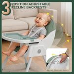 Ktaxon Baby High Chair, 6-in-1 Portable Feeding Rocking Seat with Adjustable Backrest, Removable Tray and 5-Point Safety Harness, Travel Folding Highchair for Toddlers & Babies, Green