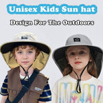 Outdoor Kids Sun Hat with Neck Flap UPF 50+ Qucik Dry Breathable Bucket Hats for Baby Boys Girls Safari Fishing Beach Hat Summer Adventure Light Grey Age 2-12 Years