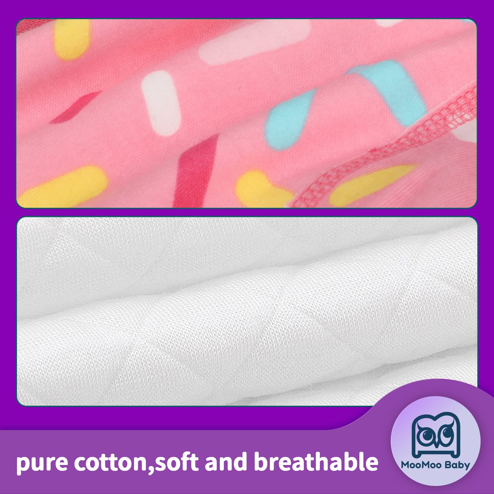 MooMoo Baby 8 Packs Toddler Training Underwear for Boy and Girls Strong Absorbent Cotton Training Pants 2T Pink