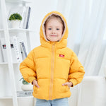 UNICOMIDEA Toddler Winter Jackets 18-24 Months Warn Down Zipper Baby Coat Yellow Hooded Outerwear For Baby Boys Girls Size 2T Plush Clothes Puffer School Outwear With Pockets