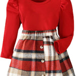 fhutpw Baby Toddler Girl Outfits Fall Winter Clothes Turtleneck Knitted Cotton Long Sleeves Tops & Button Mini Skirts Set