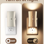 fesnne Night Light, LED Night Lights Plug into Wall, [2 Pack] Warm White 3000K, 0-100LM Adjustable Brightness Light Sensor Plug in Night Light for Hallway, Bathroom,Adult