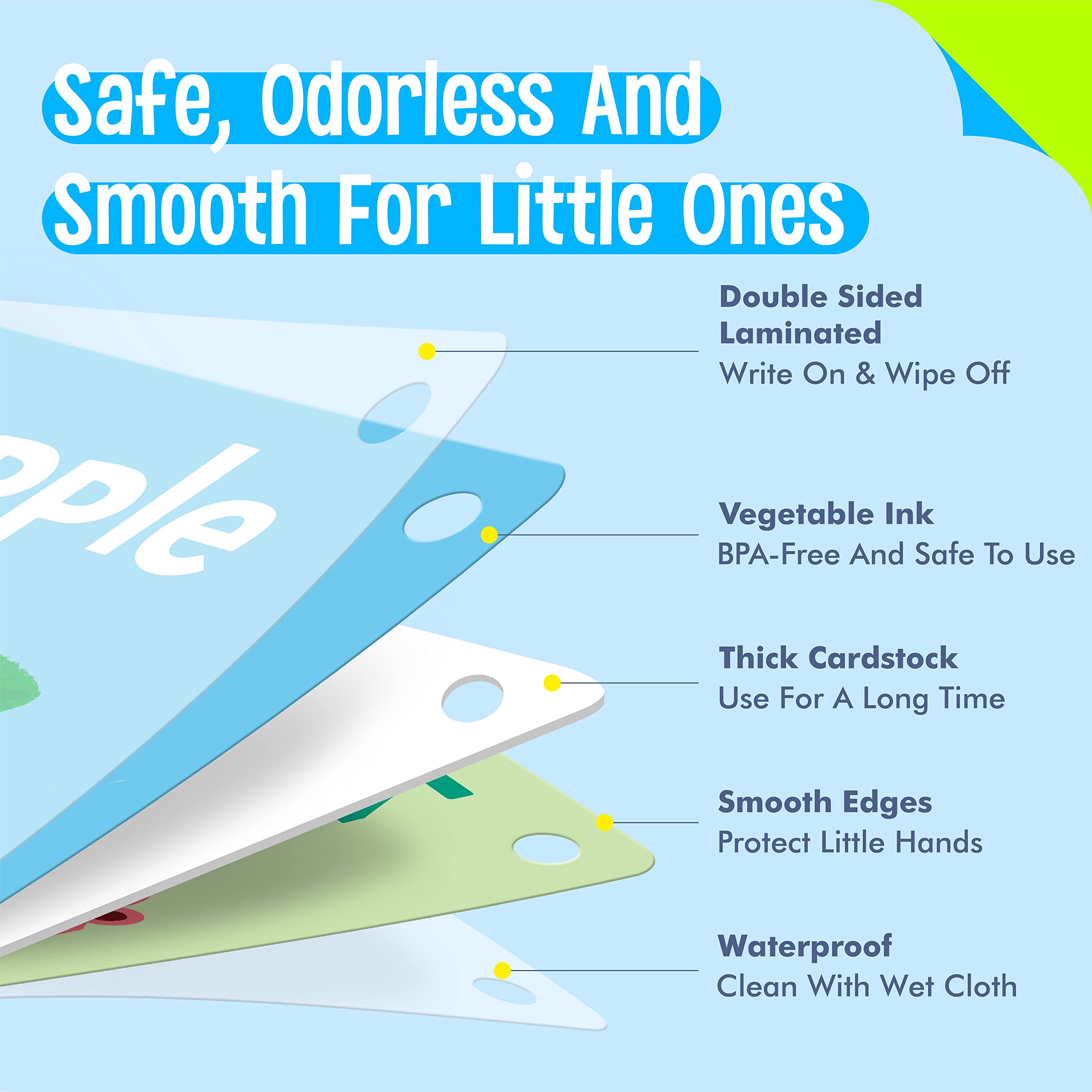 50 PCS Kid First Cognitive Flashcards,Double Sided Printed ...