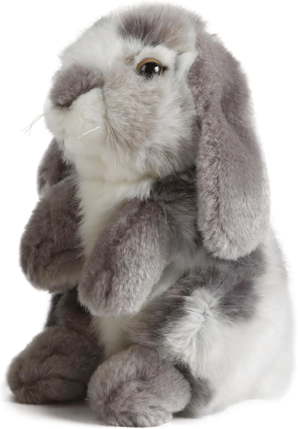 Living Nature Grey Sitting Lop Eared Rabbit Stuffed Animal | Fluffy Rabbit Animal | Soft Toy for Kids | 7 inches