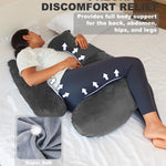 Pregnancy Pillows for Sleeping, Detachable and Adjustable with Pillow Cover, Maternity Body Pillow for Adults, Support for Back, Legs, Belly, HIPS and Pregnancy Must Haves Grey