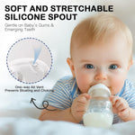Sippy Cup Conversion Kit for Lansinoh Baby Bottles, Soft Straw Top and Weighted Straw Transition Kit with Handles, Set of 3