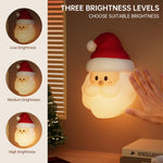 Christmas Decorations Santa Silicone Night Light, LED Dimmable Bedside Lamp for Nursery, Rechargeable Touch Lamp with Timer, Squishy Cover, Cute Holiday Room Decor & Stress Relief Gift for Kids