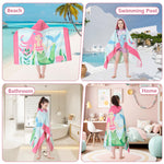 MOKANI Kids Cotton Hooded Towels | Super Soft & Thick & Super Absorbent | 50" x 30" Beach Bath Swimming Towels for Girls Boys Ages 3-12