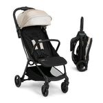 Jeep Altitude Compact Travel Stroller by Delta Children Greenguard Gold, Easy One Hand Fold, Lightweight, Extendable Canopy with Peek-a-Boo Window, Reclining Seat, 4 Wheel Suspension, Tan