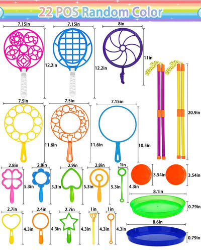 Giant Bubble Wands, Big Bubble Wands Toys Set with Tray Bulk Funny Bubbles Maker for Kids Toddlers Adults Summer Outdoor Activities Birthday Gifts Bubble Party Favors, 22 Pcs