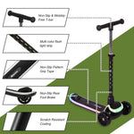 Rahmory Kids Scooter for Boys Girls Ages 3-8, 3 Wheel Light Up Toddler Kick Scooter with 20 Dynamic LED Modes, Foldable Adjustable Height, Extra Wide Deck, Lean to Steer Outdoor Toy Gift