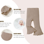 SOBOWO Baby Girl Flare Pants 3 Pack Toddler Solid Ribbed Ruffle Bell Bottoms Pants Trousers Fall Outfits