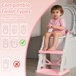 Vorykido Potty Training Seat, 2 in 1 Potty Training Toilet with Step Stool for Boys Girls, Toddler Toilet Seat with Stabilizer Crossbar, Anti-Slip Pads and Splash Guard, Pink