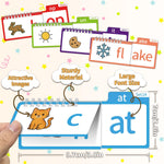 Word Family Build Book, 40 Read & Rhyme Flip Activity Books, Learn to Read Phonics Flash Cards for Preschool/Kindergarten, 1st-3rd Grade Kids, Ages 4-8 Homeschool Educational Learning Tools