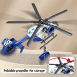 XUEXUE Large Police Helicopter Toy 15 Inch, Kids Helicopter with Crane & Hanging Tray, Toy Helicopter with Lights and Sounds, Helicopter Toys for Kids 3-5, Birthday Gift for Boys Age 3-7