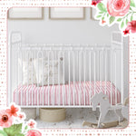 Peryiter 4 Pack Crib Sheets Girl Soft Baby Bed Sheet Set 52'' x 28" Nursery Crib Sheets for Standard Bed for Nursery Decor Baby Boys or Girls(Pink,Coquette Bow)
