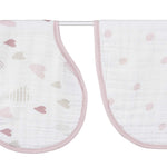 aden + anais Burpy Bib, 100% Cotton Muslin, Soft Absorbent 4 Layers, Multi-Use Burp Cloth and Bib, 22.5" X 11", 2 Pack, Heartbreaker