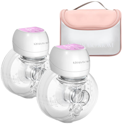 Two breast pumps with a carrying case on a white background