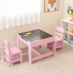 Costzon Kids Table and Chair Set, 3 in 1 Wooden Activity Table for Toddlers Arts, Crafts, Drawing, Reading, Playroom, Toddler Table and Chair Set w/ 2 in 1 Tabletop, Storage Space, Gift for Boy & Girl
