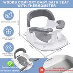 Wddbb Baby Bath seat for Babies 6 Months & up, 360° Stable Toddler Bath Chair with one-Touch Button, Back Hollow Design, Water Temperature Card & 4 Suction Cups for Safety (Gray)