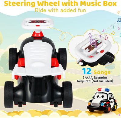 Costzon Toddler Ride On Toys, Foot-to-Floor Sliding Car with Steering Wheel, Music & Under-Seat Storage, Kids Push Ride-Ons, Baby Ride On Toys for Boys Girls 19-36 Months (Police Theme)