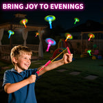 OceanWings LED Flying Set with Whistle, 25 Slingshot+25 Glow Helicopter, Flying Toy Outdoor Toy Glow in The Dark Party Supplies Party Favors Bulk for Kids 8-12,4-8 Outdoor Game Easter Basket Stuffer